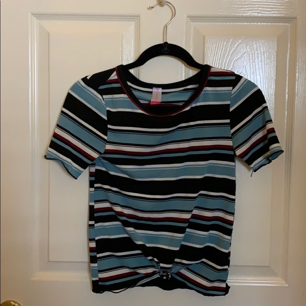 2 blue and yellow/mustard striped shirts!